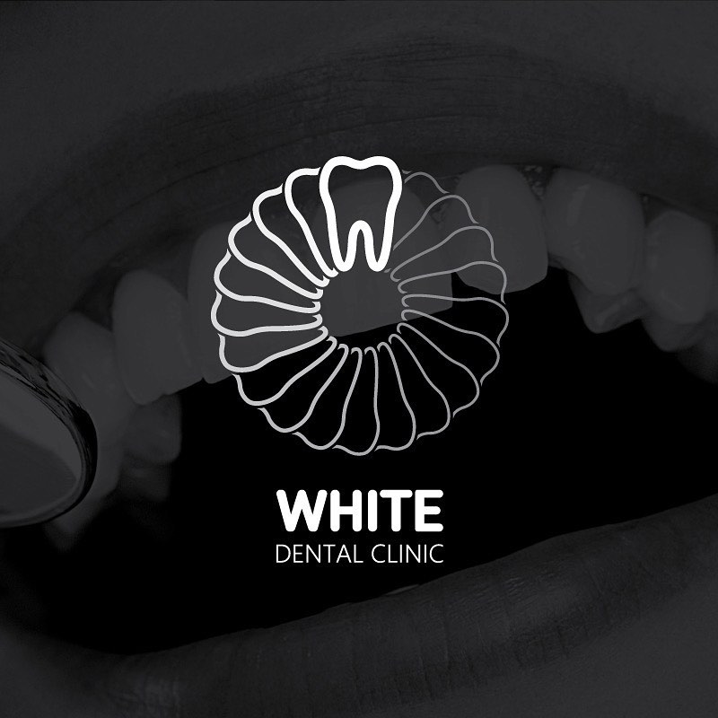 Dhëmbë të bardhë me logon e White Dental Clinic Prishtina